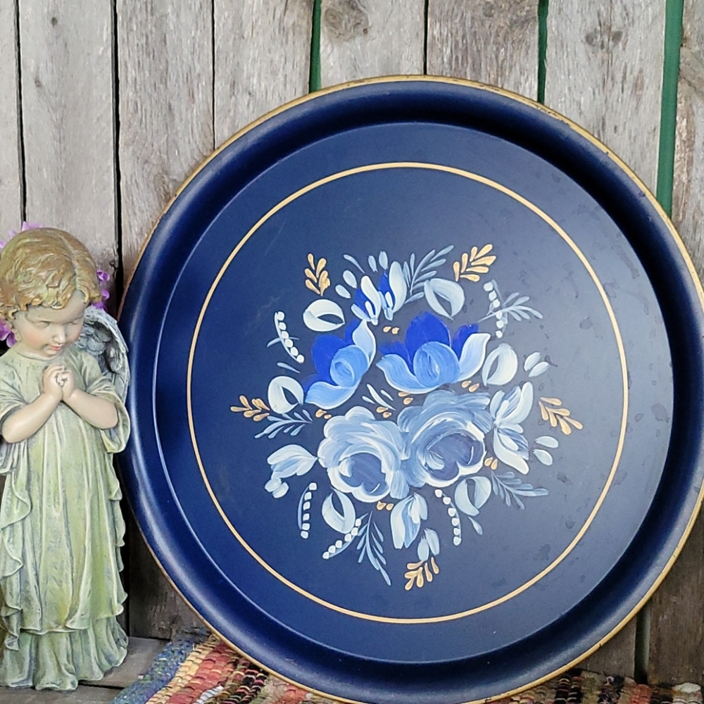 Ransburg metal tole serving tray, like new